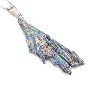 Iriserende ruwe kristalen hanger ketting gegalvaniseerd kleurrijk sieraden accessoire