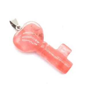 Exquisite pink crystal heart key pendant, natural gemstone love jewelry wholesale