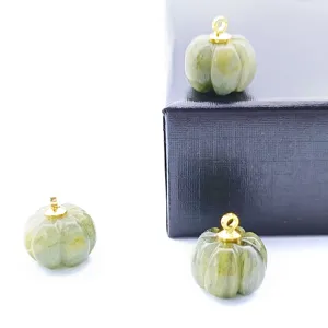 13-14mm carved jade pumpkin crystal pendant charm for DIY jewelry necklace bracelet earrings 1pc