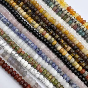 Natural Crystal Semiprecious Stone Rondelle Loose Beads Colorful Gemstone Faceted Spacer Beads For DIY Jewelry Making
