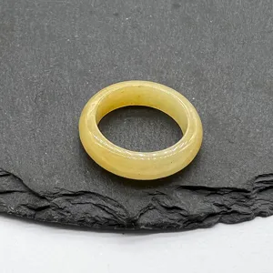 Natural yellow stone agate jade plain ring detail view fashion jewelry accessory