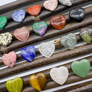 Natural crystal heart pocket stones healing gemstone palm stones for crafts decor 20mm