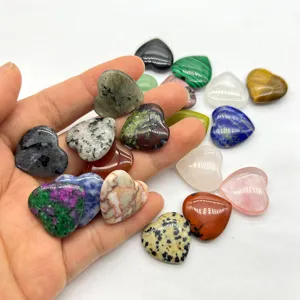 Natural crystal heart gemstone pocket stones healing crystals bulk for jewelry making crafts