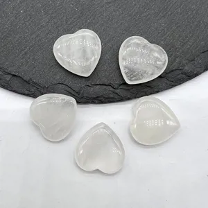 Natural crystal heart gemstone 20mm white quartz pocket stone healing crystal decor craft