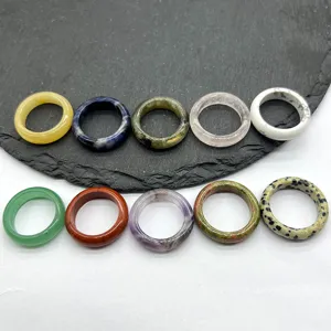 Natural stone ring detail, assorted crystal agate mineral finger rings for women men fashion jewelry
