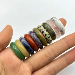 Natural crystal agate round ring set colorful gemstone stackable finger rings detail