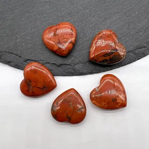 20mm natural red crystal heart gemstone ornament polished peach heart craft no hole