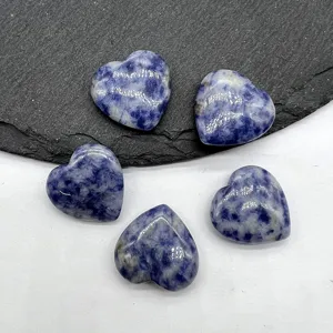 Natural sodalite crystal heart pocket stone 20mm healing gemstone love decor piece for home