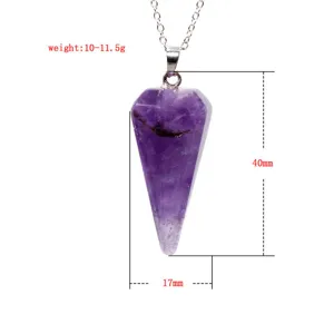 Collana con pendente a pendolo esagonale in cristallo di ametista naturale gioielli