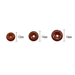 Natural red jasper ping an kou donut bead pendant DIY jewelry making accessory 16mm 14mm 12mm