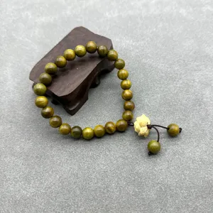 Bracelet en perles de lotus en bois de santal vert 8mm perles de prière bouddhistes rétro
