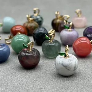 Natural stone apple pendant crystal agate DIY jewelry necklace earring accessories charm