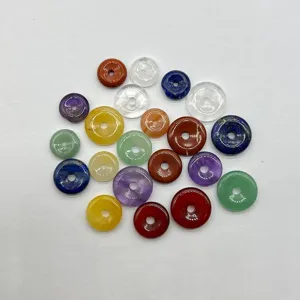 Natural crystal jade peace buckle donut DIY jewelry accessories multi-color gemstone beads