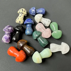 Natural crystal stone carved mushroom set for diy micro landscape garden fish tank decoration.
