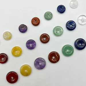 Natural crystal gemstone donut beads ping ankou diy jewelry making accessories details view