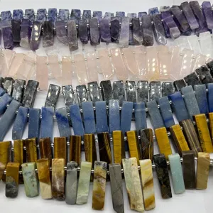 Pietra Naturale Irregolare Piatto Lungo Rettangolare Foro Laterale Perline di Pietra Grezza DIY Accessori per Gioielli Semilavorati