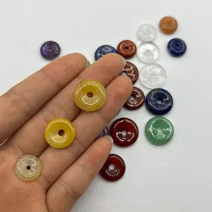 Natural crystal jade stone donut beads ping an kou charms for handmade DIY jewelry making