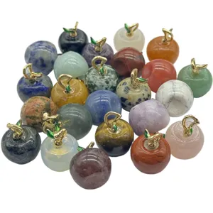 Natural crystal stone apple pendant diy necklace earrings jewelry wholesale assorted gemstone charm.