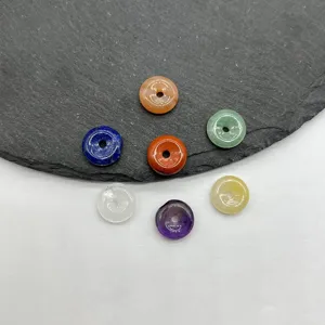 Natural crystal gemstone donut beads pendant bracelet DIY jewelry accessories detail view
