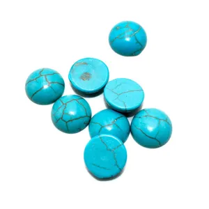Synthetischer Türkis Cabochon flache Rückseite runde Perlen für DIY Schmuckherstellung