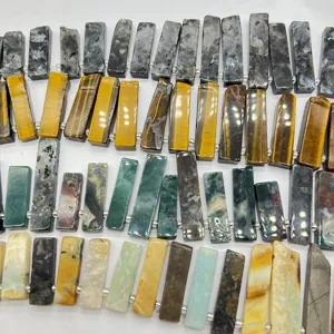 Meravigliose pietre naturali perle piatte rettangolari con foro laterale accessori fai da te