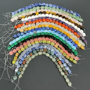 8x10mm square block loose gemstone bead strands for DIY jewelry making and handmade crafts