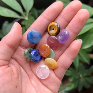 Perles donut en cristal naturel de 15mm pour accessoires de fabrication de bijoux DIY