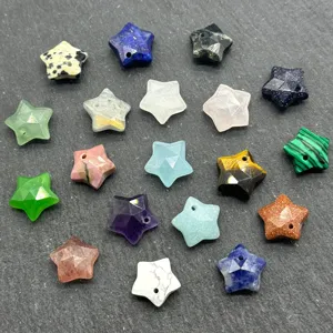 12mm faceted star gemstone beads natural crystal mini star pendants for diy jewelry making accessories