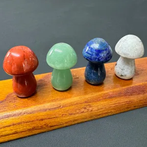 Natural stone crystal mushroom carving miniature ornament for DIY garden and home decor details