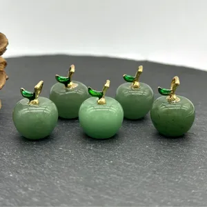 Green aventurine jade apple pendant close up details for DIY jewelry necklace charm.