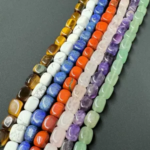 8x10mm square irregular gemstone loose bead strands for DIY jewelry making and crafting.