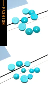 Synthetischer Türkis Cabochon rund flache Rückseite DIY Halskette Schmuck Zubehör