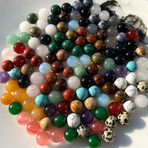 10mm holeless round gemstone beads mixed natural stone loose DIY jewelry making craft supplies