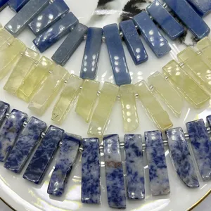 Pietra naturale perle rettangolari piatte irregolari foro laterale DIY gioielli semi-lavorati
