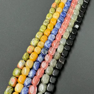 8x10mm square loose beads colorful strands DIY jewelry making accessories spacer beads