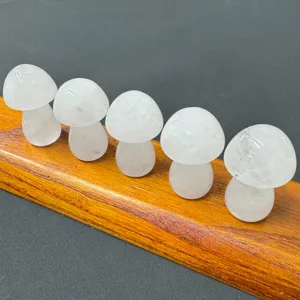 Natural stone crystal mushroom figurine 35mm micro landscape garden aquarium decor.