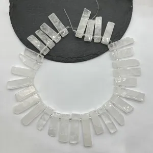Perline di filo di barra rettangolo lungo in cristallo bianco naturale grezzo DIY gioielli