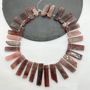 Filo di perle rettangolari lunghe in pietra naturale per creazione di gioielli fai da te