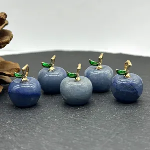 Blue crystal apple pendants for DIY jewelry making, stunning natural stone charms for necklaces.