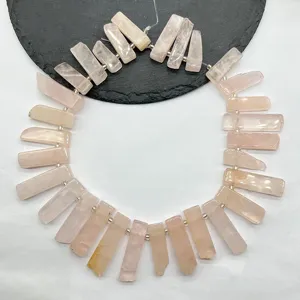 Perle lunghe irregolari in quarzo rosa naturale accessorio per gioielli fai da te artigianale