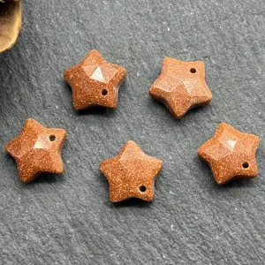 12mm golden sandstone star beads faceted star pendants diy jewelry making accessories 5pcs