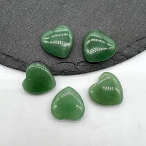Green crystal heart gemstone 20mm natural quartz pocket heart healing stone decor craft