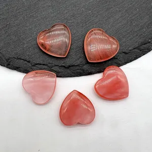 Natural crystal heart shaped gemstone pendant ornament pink quartz healing stone 20mm decor