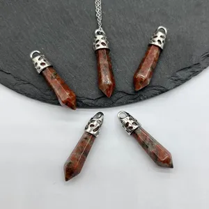 Naturstein Kristall Achat Sechseckige Saeule Anhaenger Bullet Halskette Schmuck Zubehoer