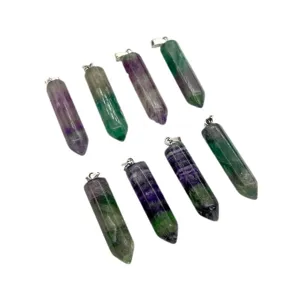 Natural fluorite double terminated hexagonal column crystal pendant necklace for fashion jewelry
