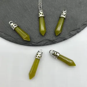 Naturstein Kristall sechseckige Säule Anhänger Halskette Schmuck Zubehör Set Damen