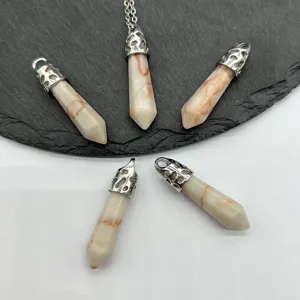 Naturstein Kristall Achat Sechseckige Säule Anhänger Kugel Halskette Schmuck Zubehör Set ideal.