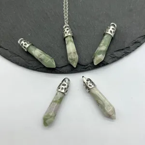 Natürlicher Stein Kristall Achat Sechseckige Säule Anhänger Halskette Schmuck Zubehör.