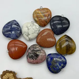 Natural stone heart pendant DIY necklace crystal gemstone charm fashion jewelry accessory