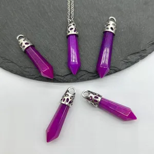 Natürlicher Stein Kristall Achat hexagonale Säule Anhänger Kugel Halskette Schmuck Set.
